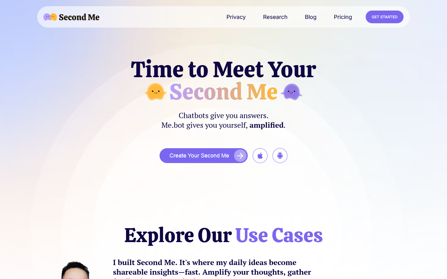 Me.bot Homepage screenshot