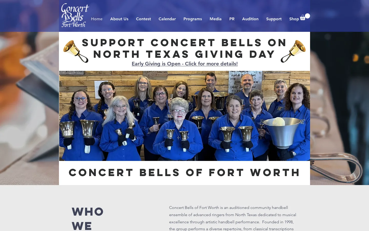 Concert Bells Of Fort Worth Homepage screenshot