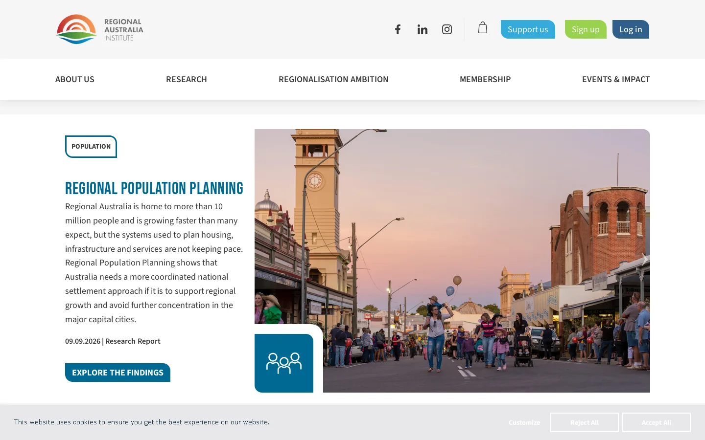 Regional Australia Institute Homepage screenshot