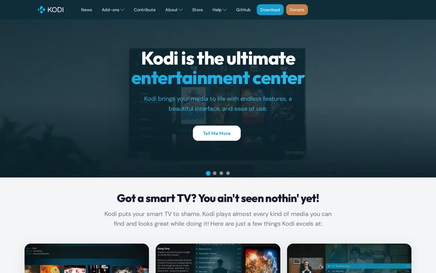 Kodi Homepage screenshot