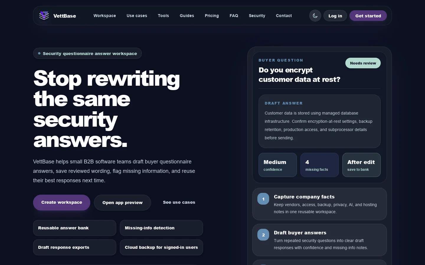 VettBase Homepage screenshot