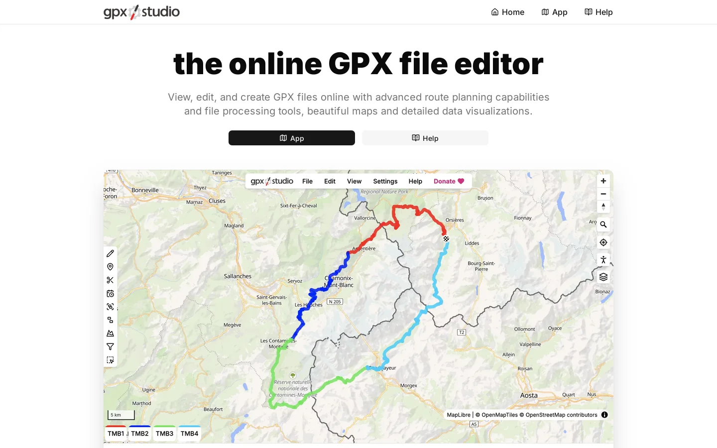 gpx.studio Homepage screenshot