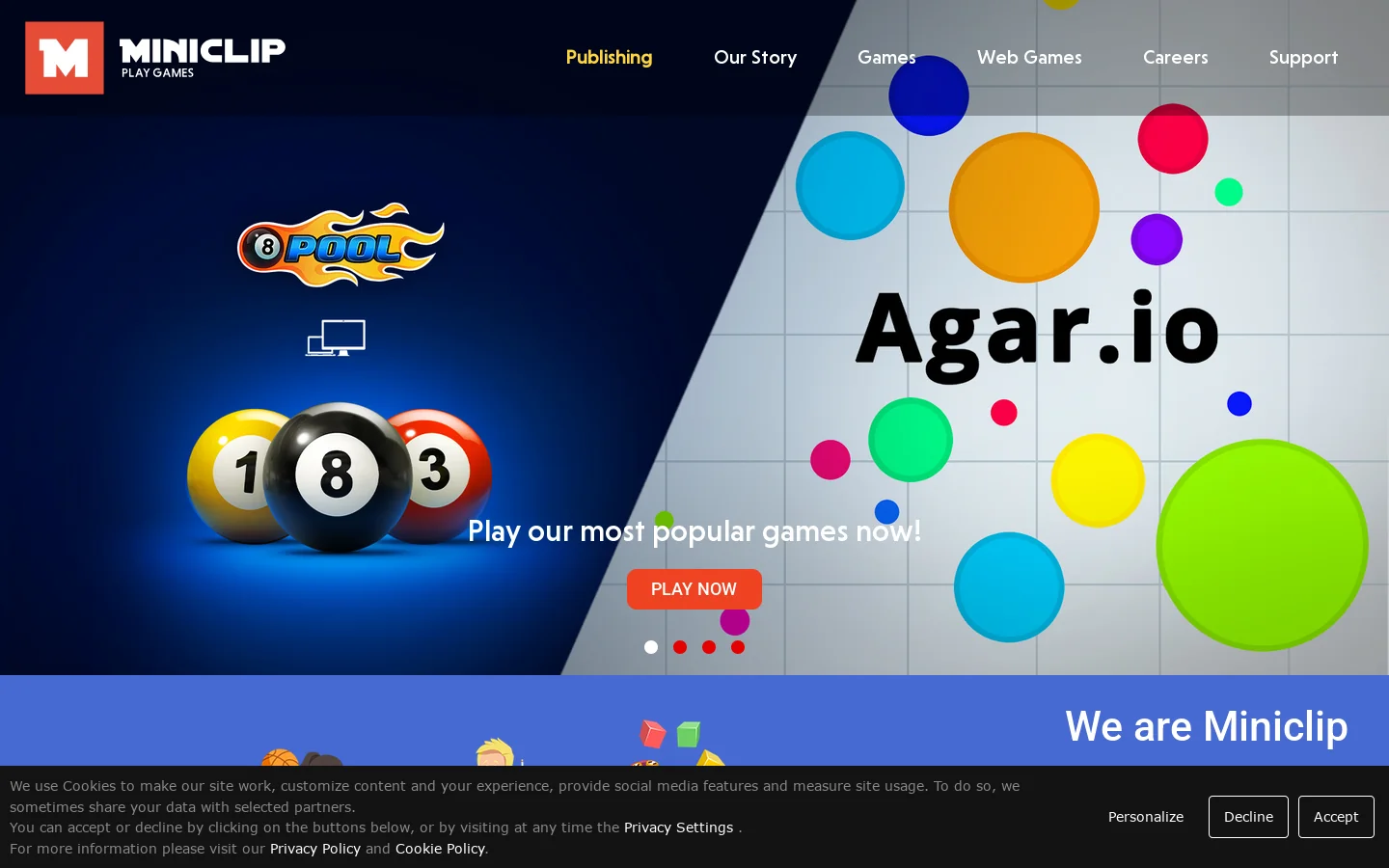 Miniclip Homepage screenshot