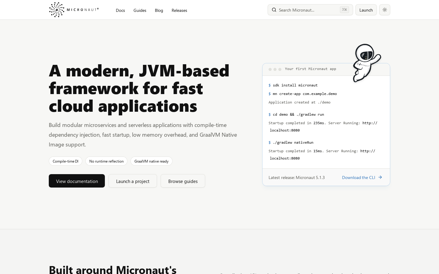 Micronaut Framework Homepage screenshot