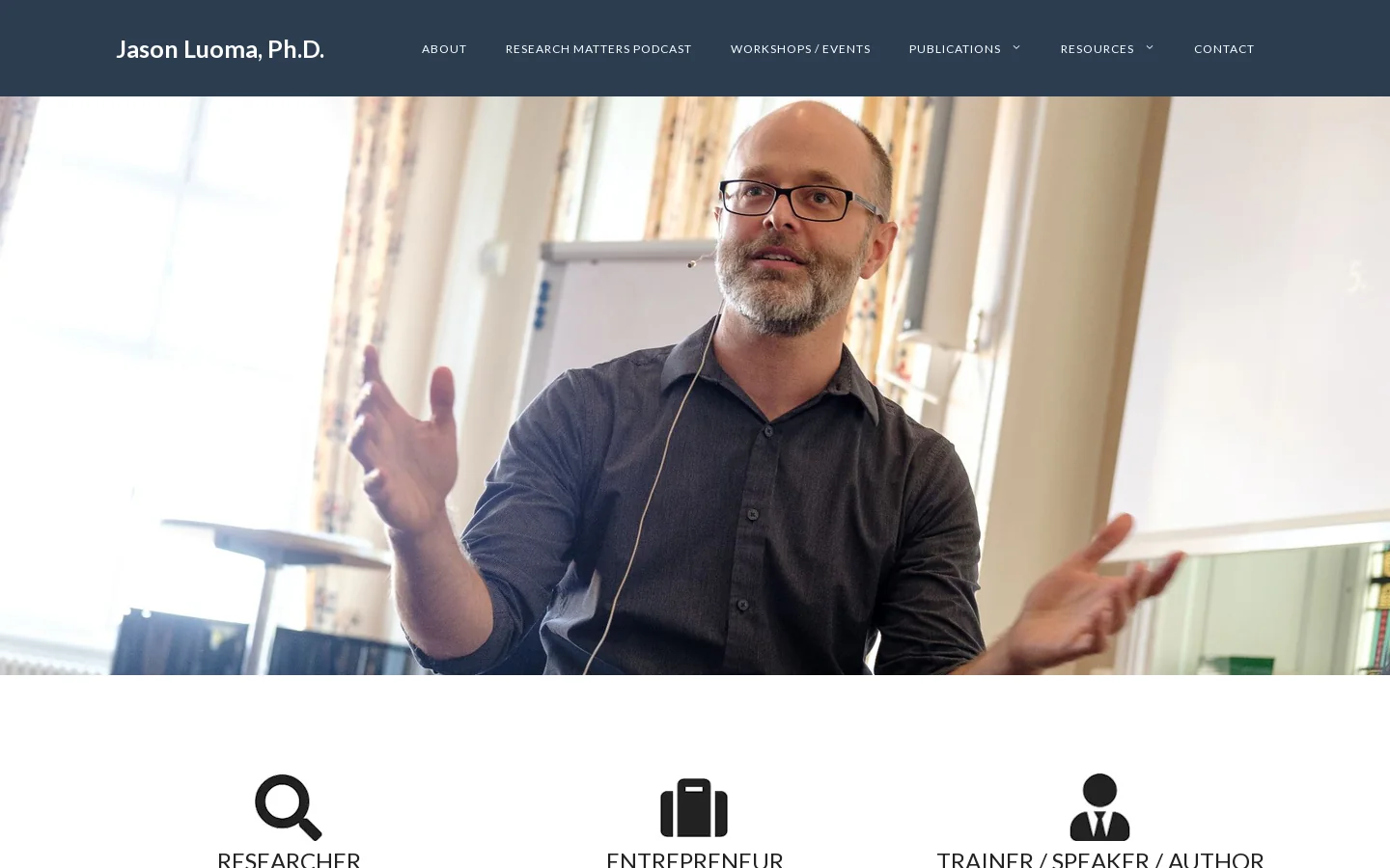 Jason Luoma, Ph.D Homepage screenshot