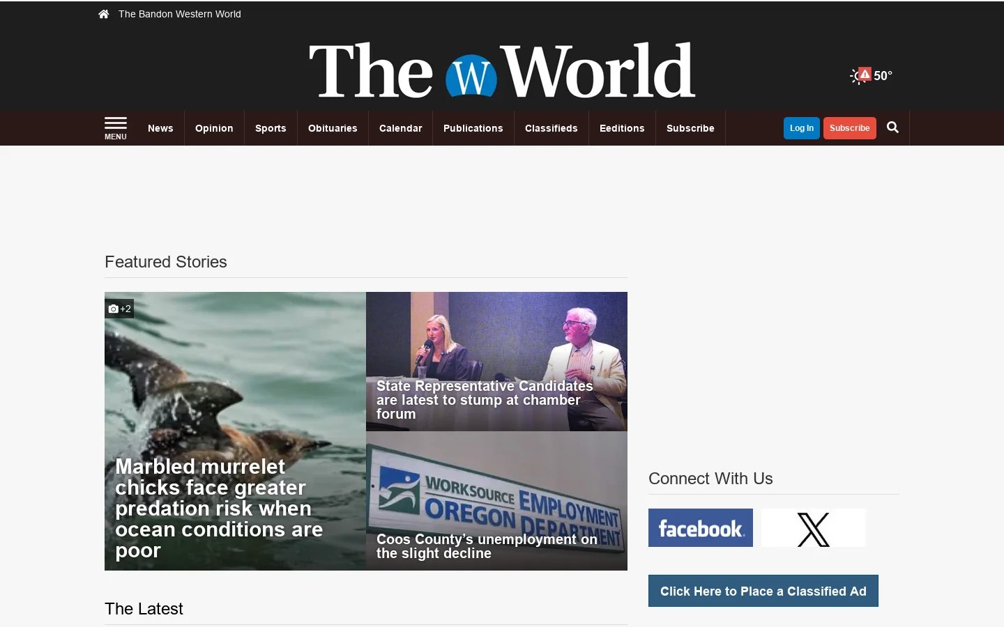 The World | Serving Oregon's South Coast Homepage screenshot