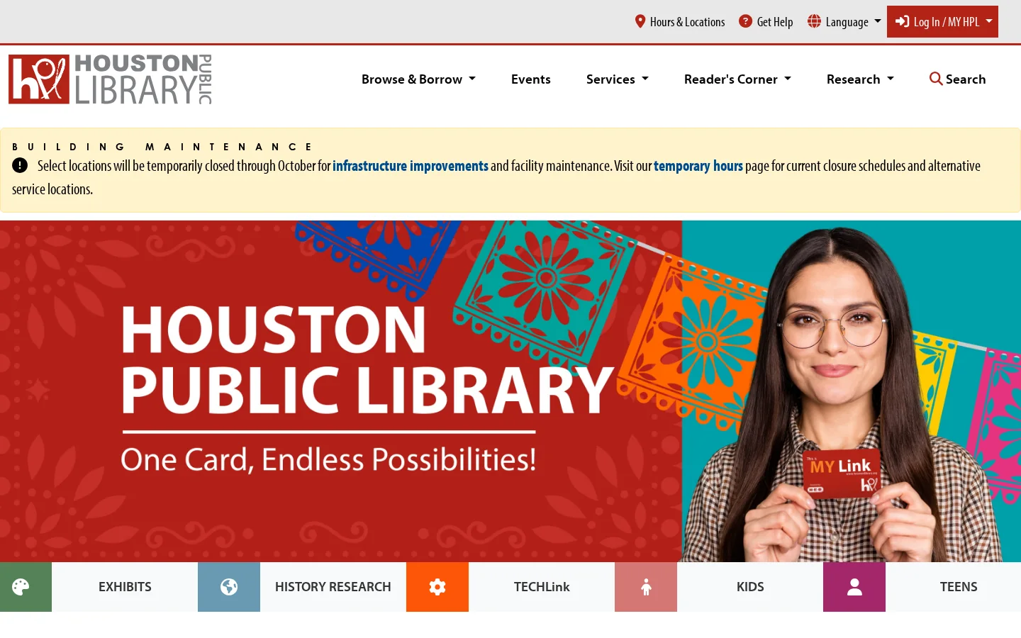 HPL - Home - Visit Us at Houston Public Library Homepage screenshot