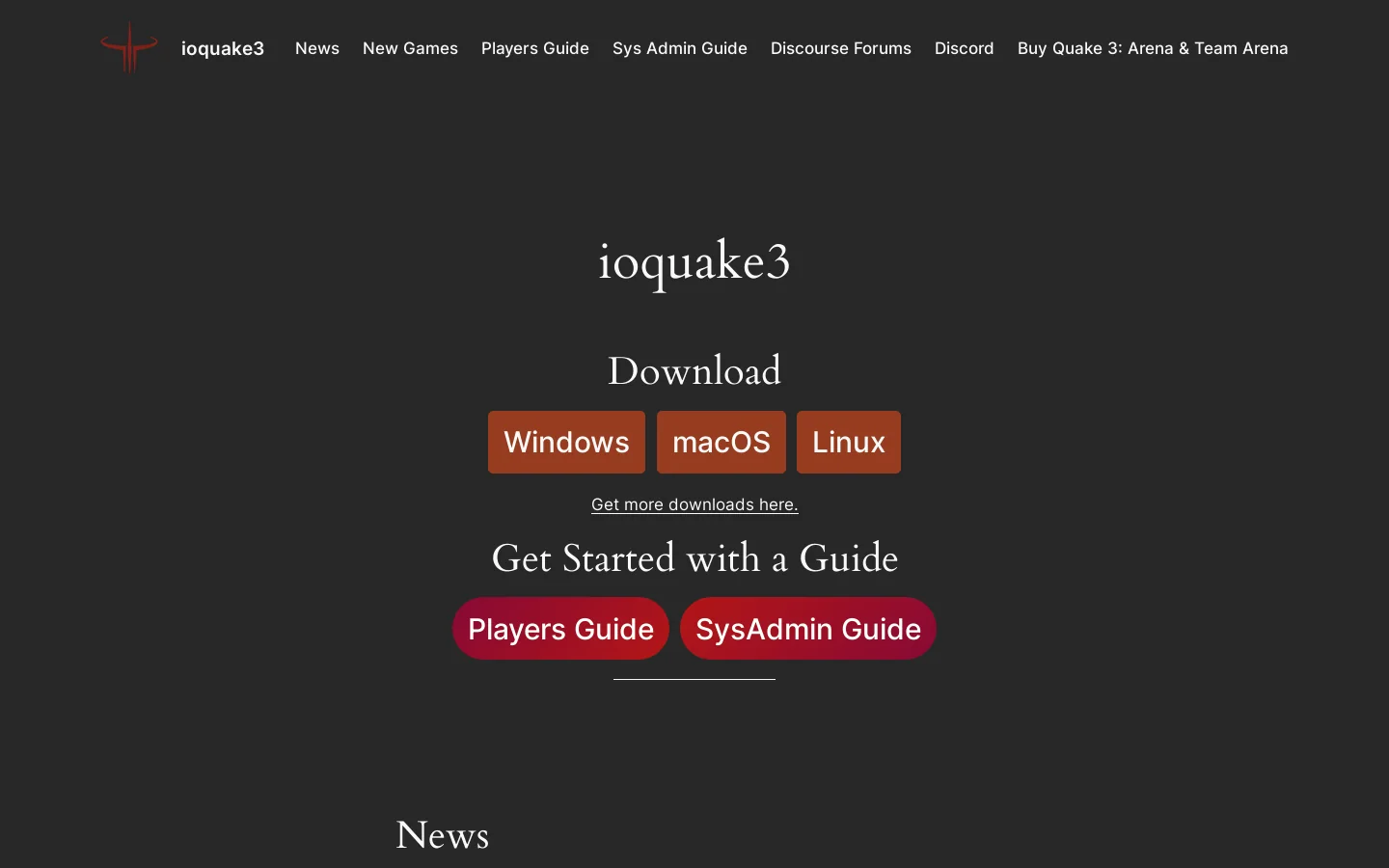 ioquake3 Homepage screenshot