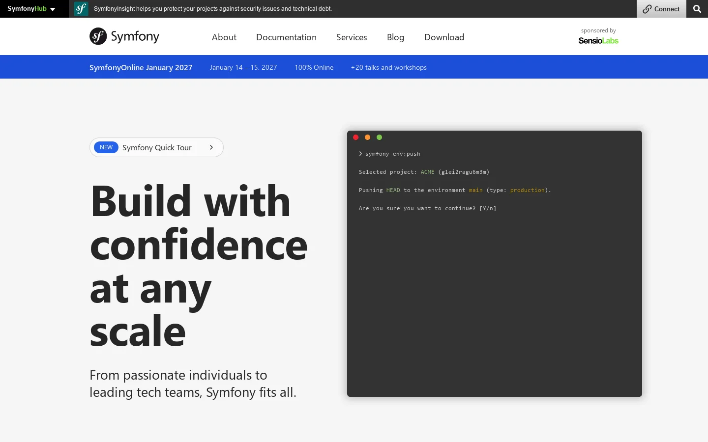 Symfony, High Performance PHP Framework for Web Development Homepage screenshot