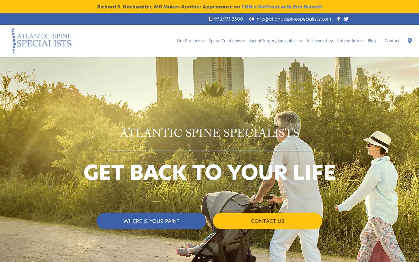 Atlantic Spine Specialists Homepage screenshot