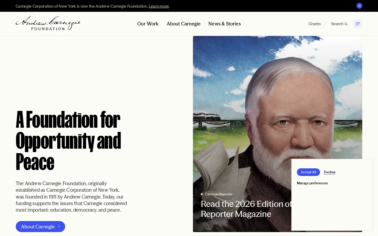Carnegie Homepage screenshot