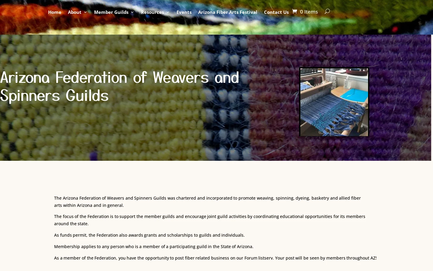Arizona Federation of Weavers & Spinners Guilds | Arizona Federation of Weavers & Spinners Guilds Homepage screenshot