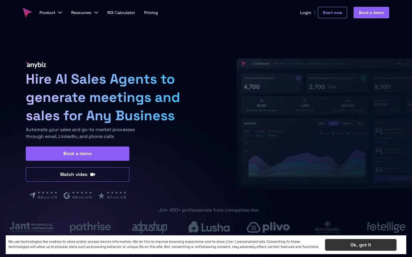 AnyBiz.io Homepage screenshot