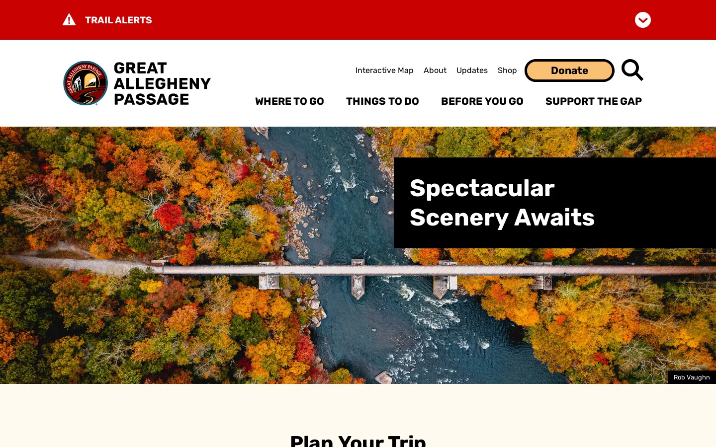 Great Allegheny Passage Homepage screenshot