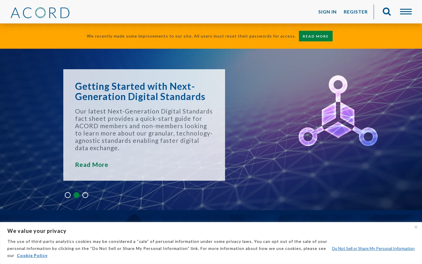 ACORD Homepage screenshot
