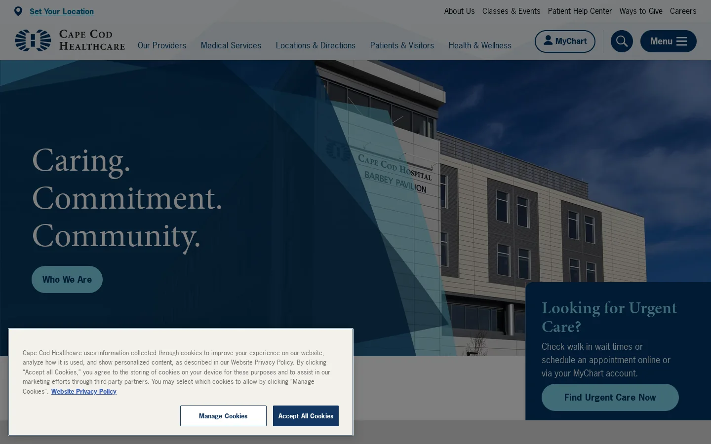 Cape Cod Healthcare Homepage screenshot