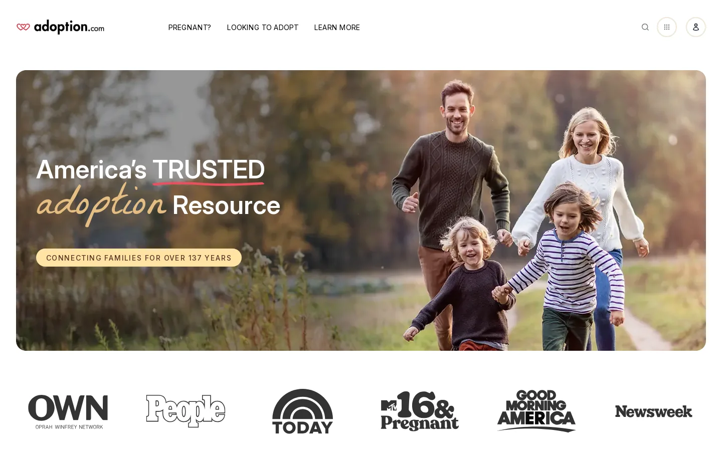 Adoption Homepage screenshot