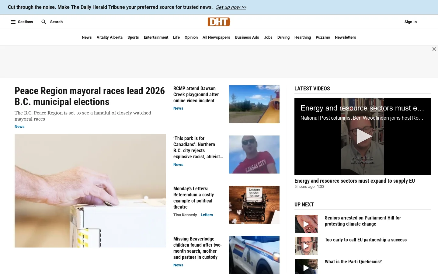 Home | Grande Prairie Daily Herald Tribune Homepage screenshot