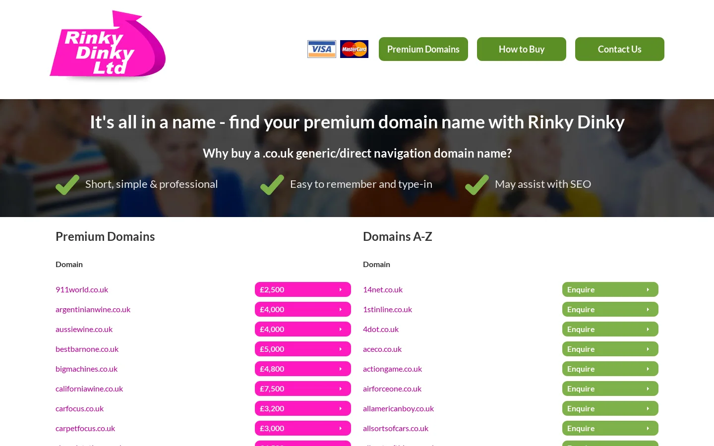 Find your premium domain name with Rinky Dinky Homepage screenshot