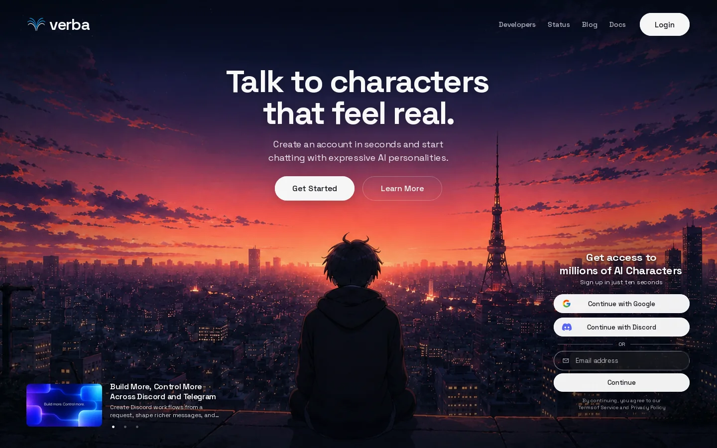 Verba Homepage screenshot