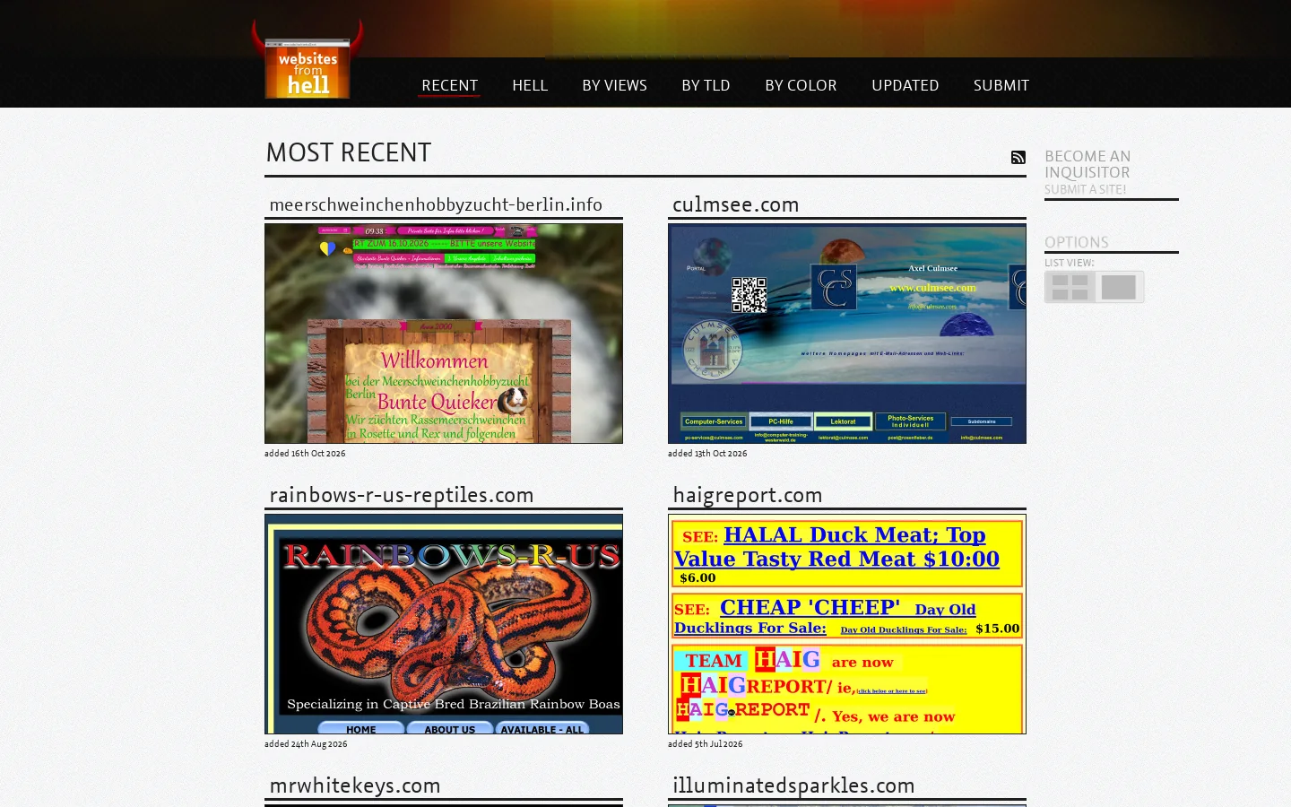 websites from hell Homepage screenshot