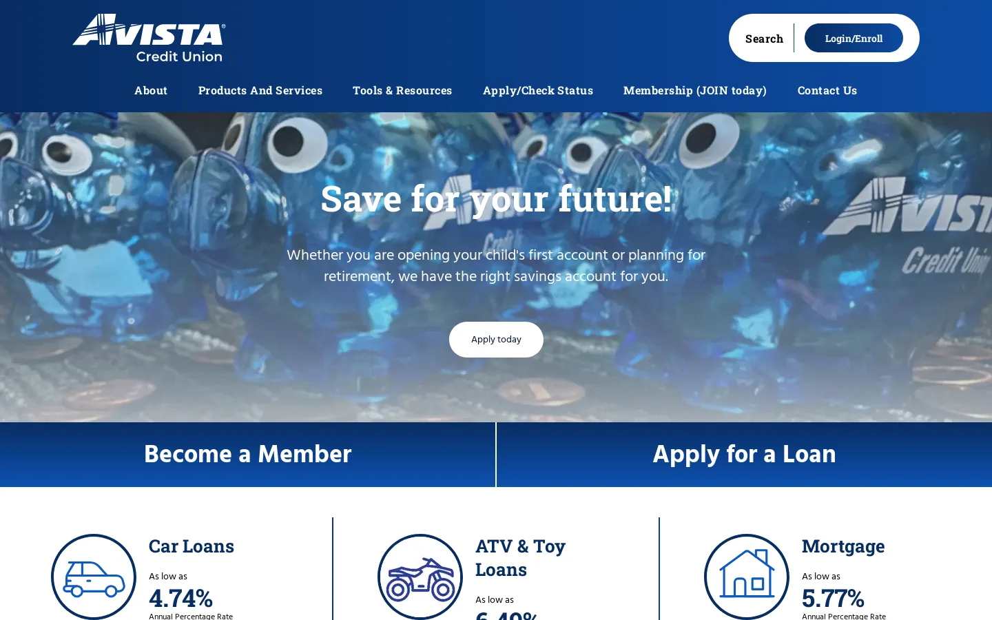 Homepage - Avista Credit Union Homepage screenshot