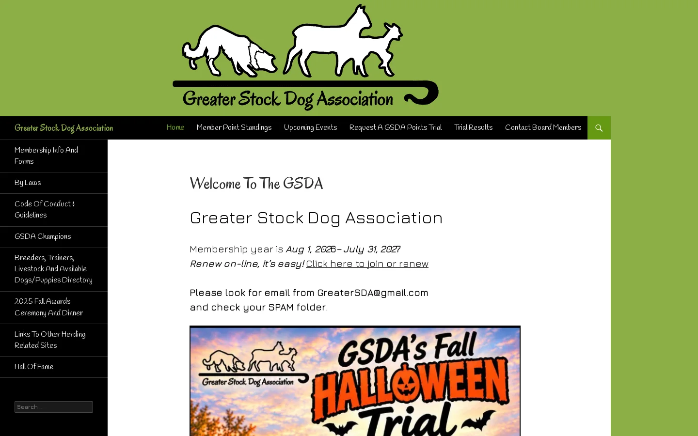 Greater Stock Dog Association Homepage screenshot