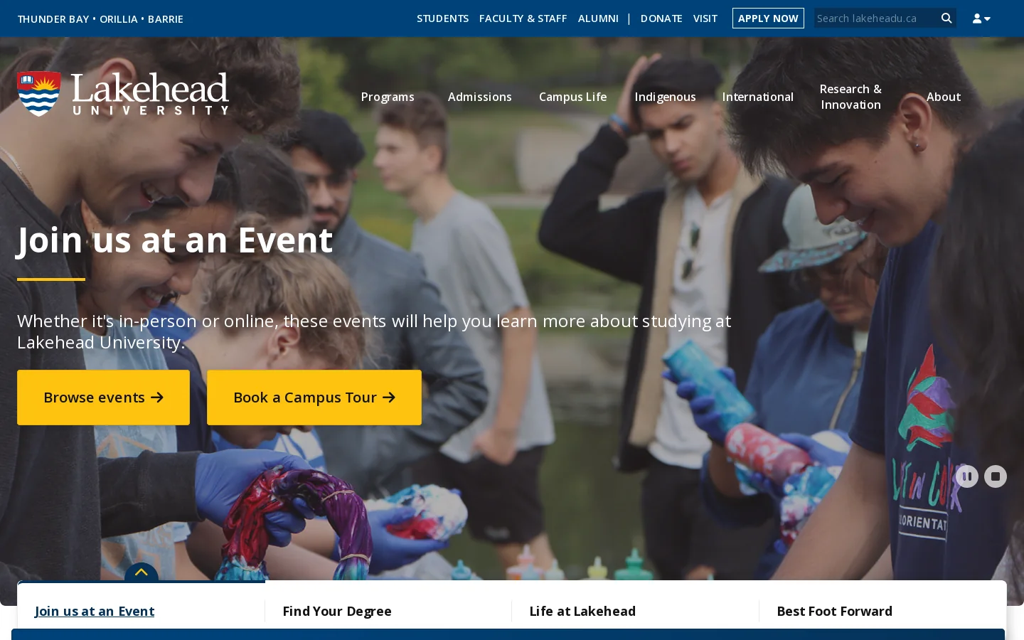 Lakehead University Homepage screenshot