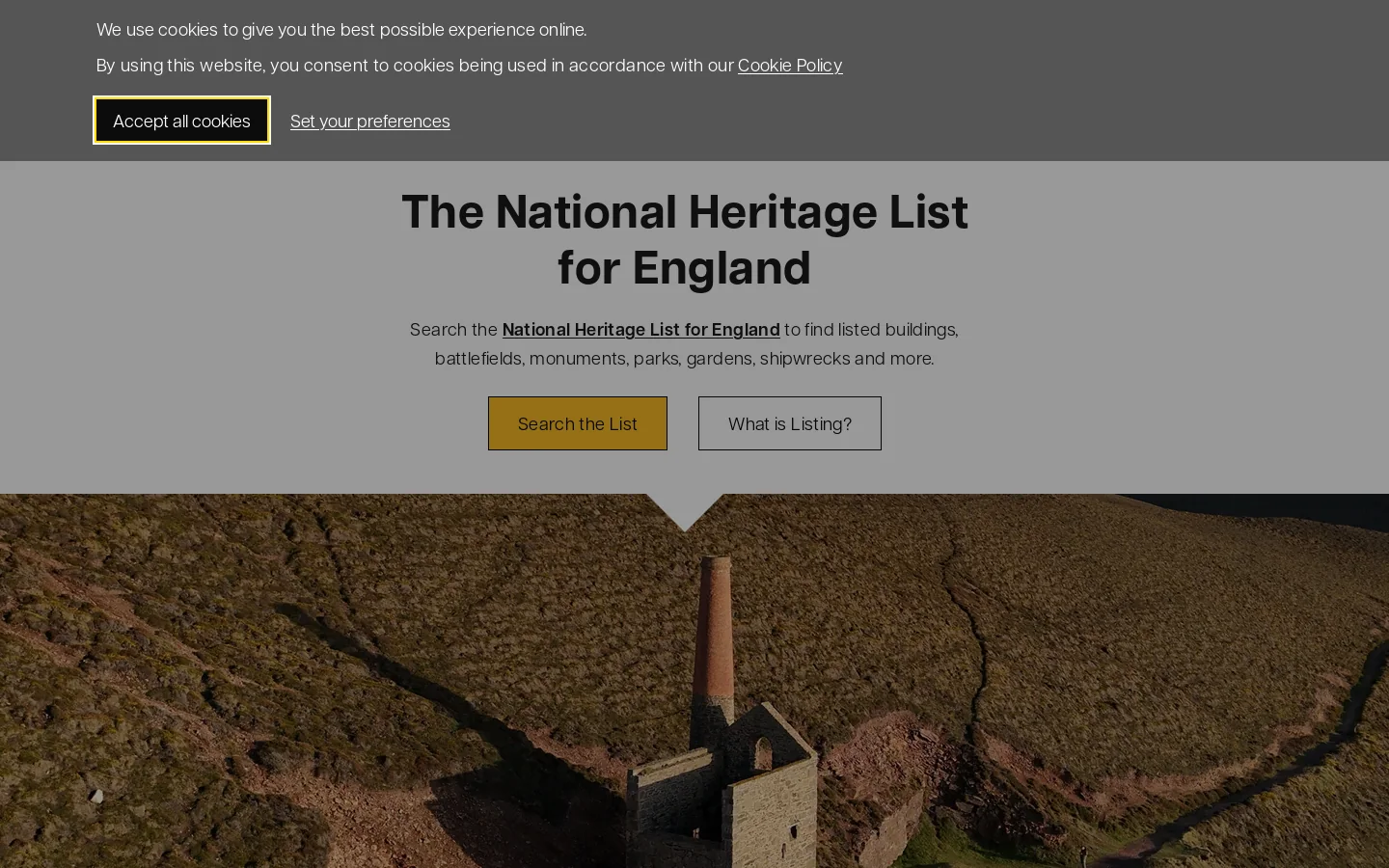 Historic England Homepage screenshot