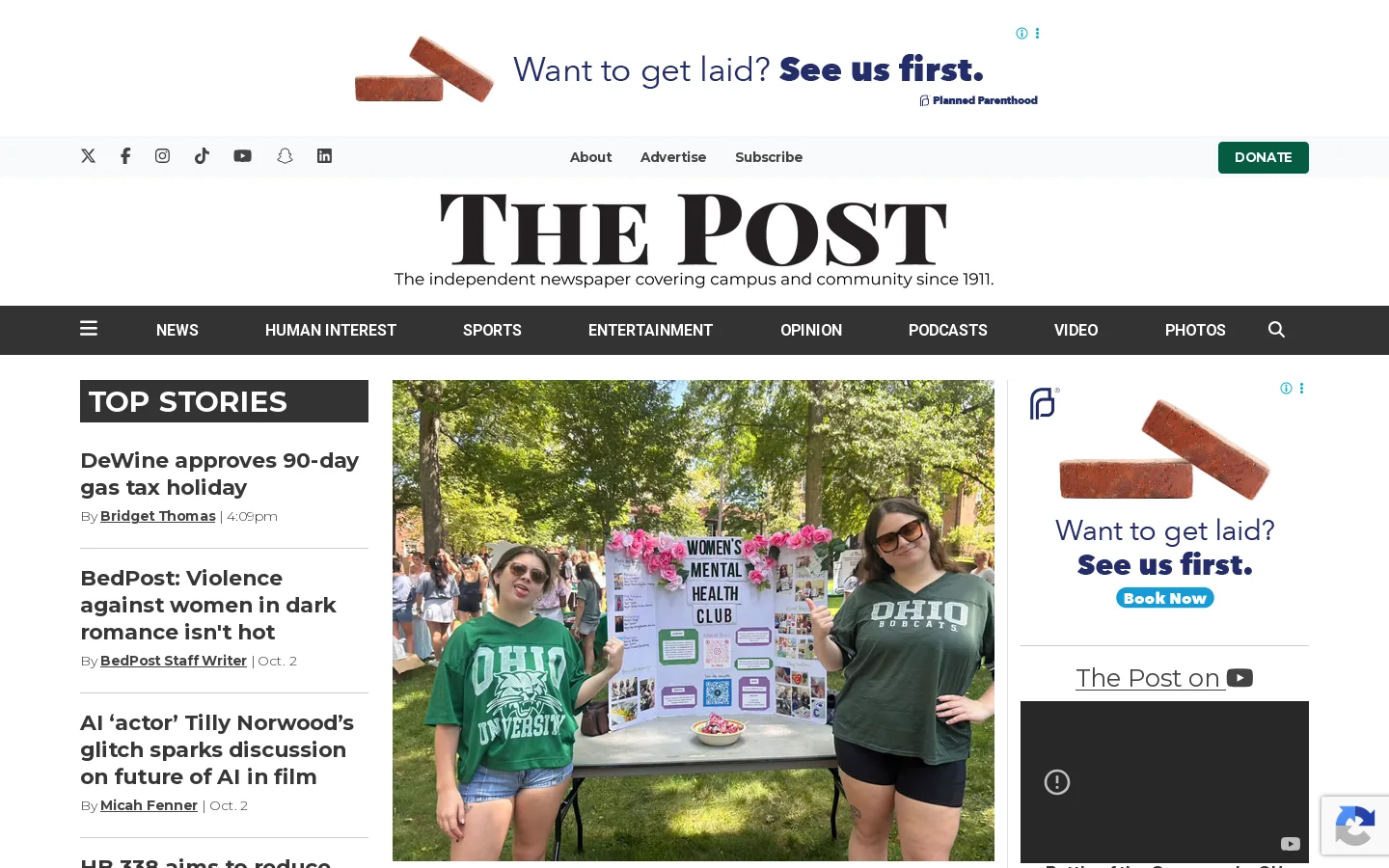 The Post Homepage screenshot