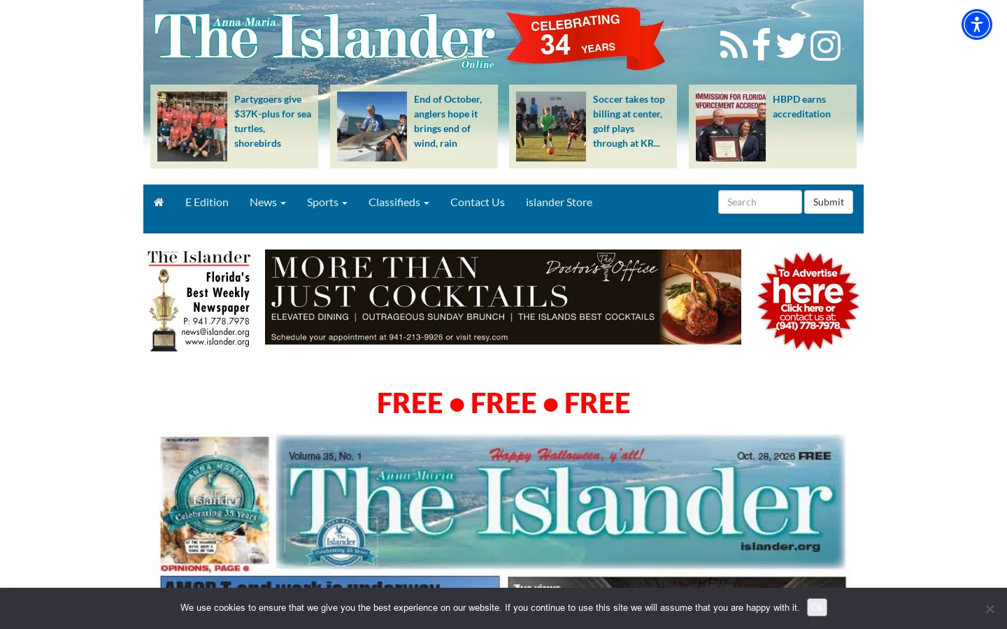 The Anna Maria Islander - The Anna Maria Islander Newspaper - "The Award Winning & Best News on Anna Maria Island, FL Since 1992" Homepage screenshot