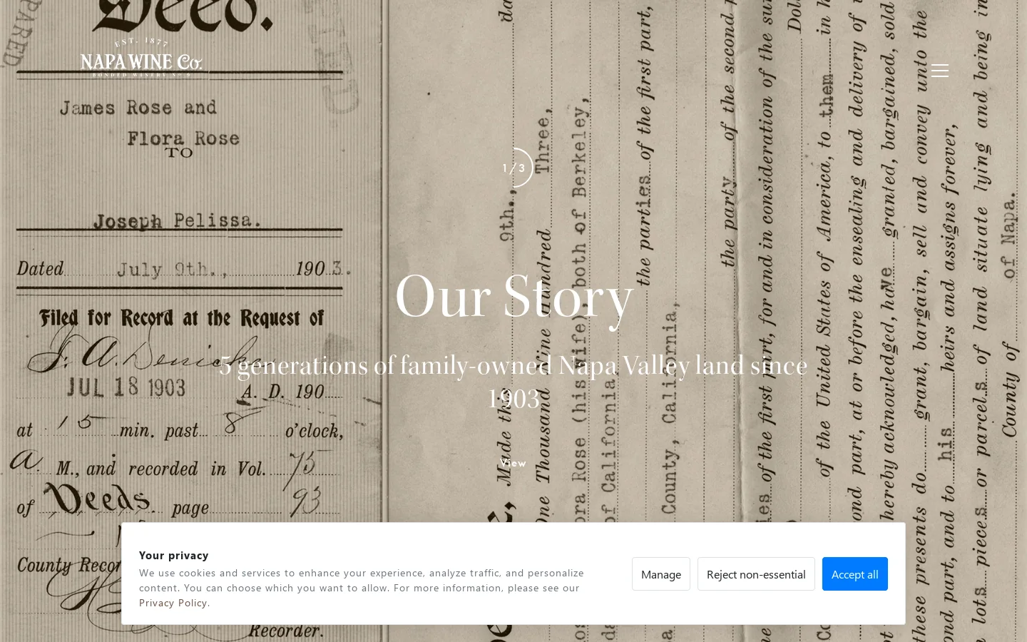 Napa Wine Company Homepage screenshot