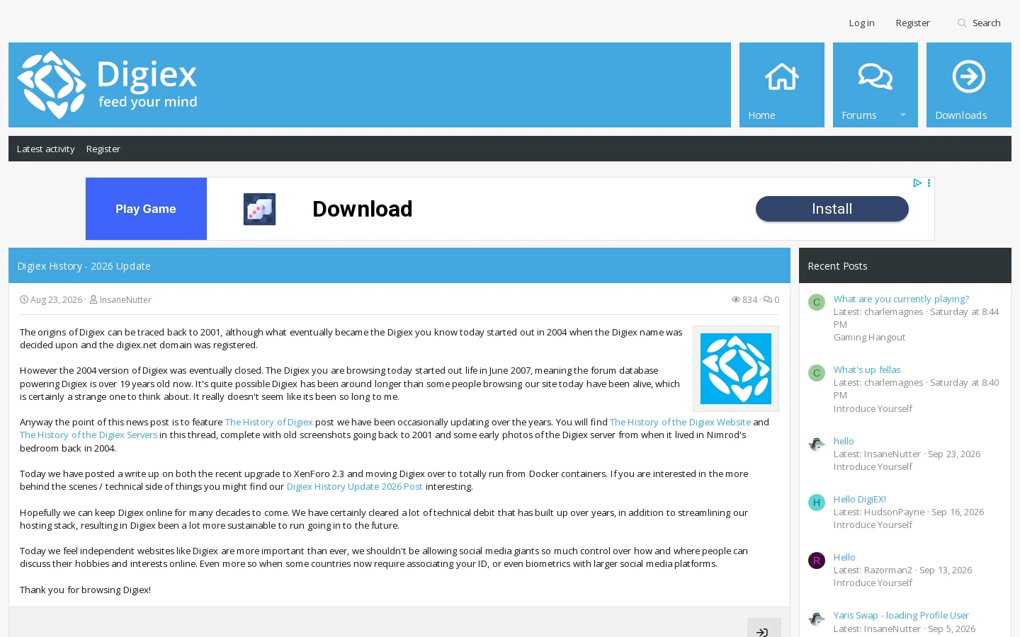 Digiex Homepage screenshot