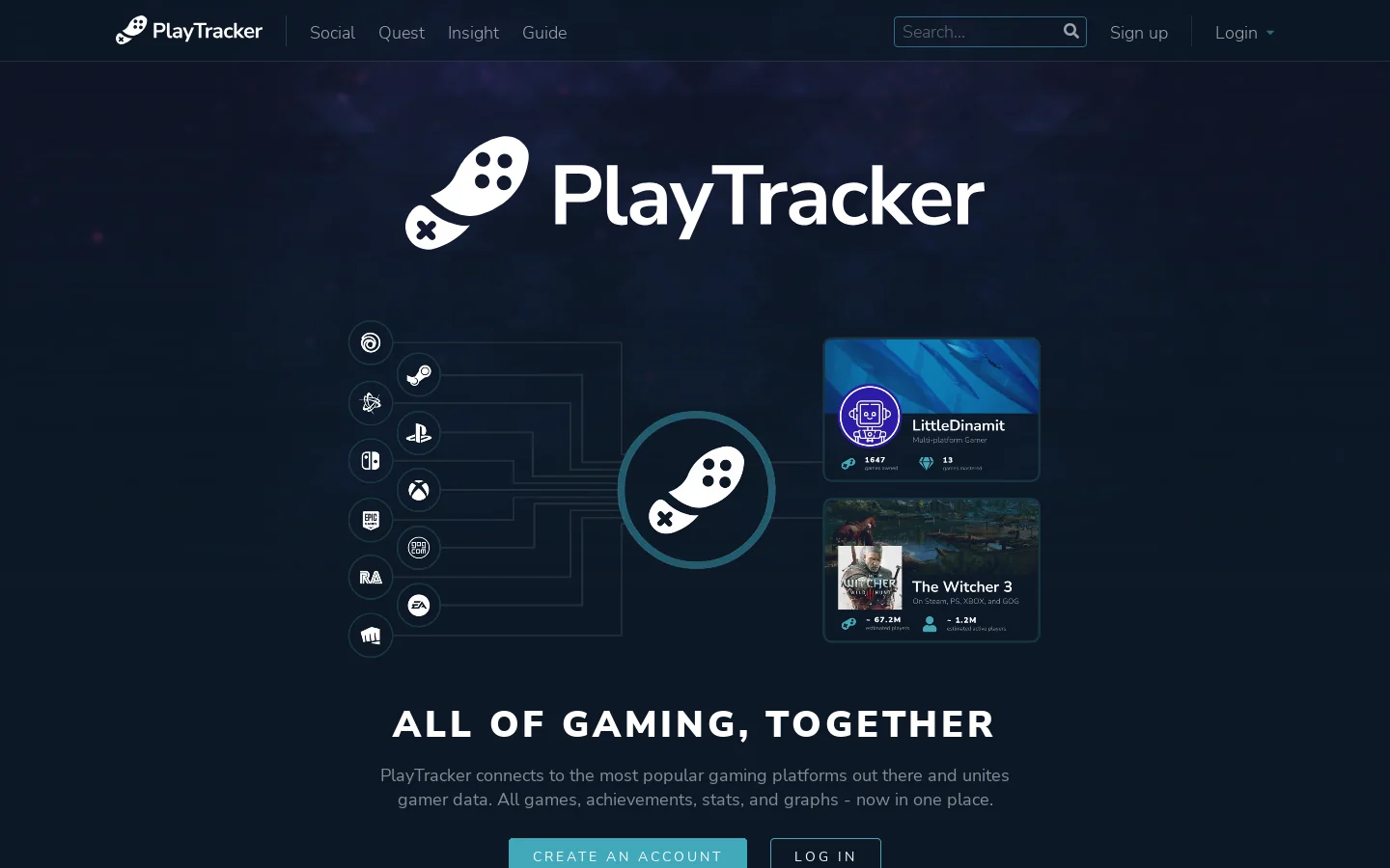 PlayTracker Homepage screenshot