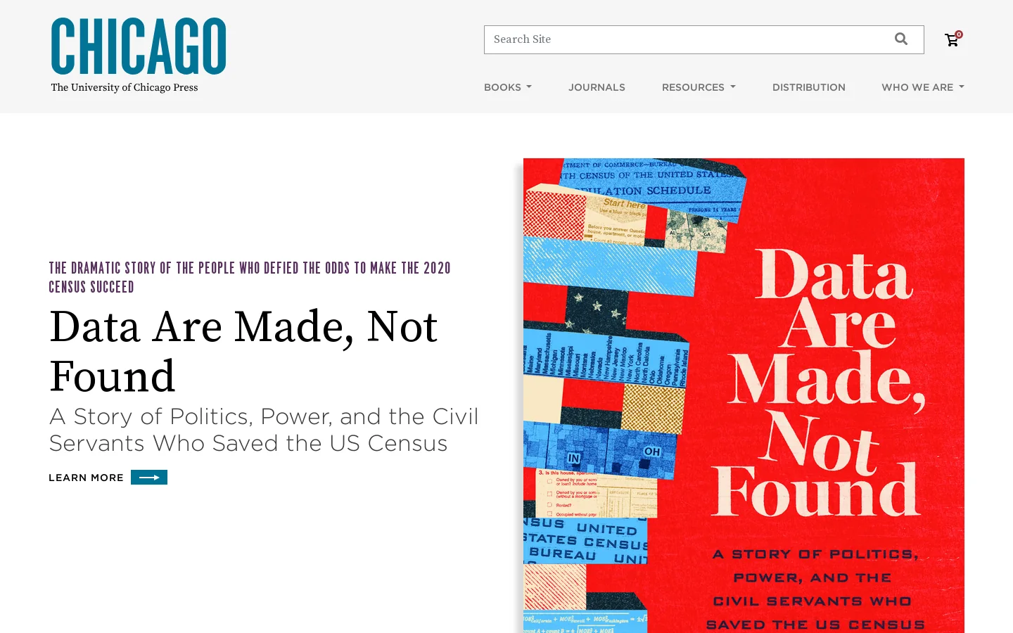 The University of Chicago Press Homepage screenshot