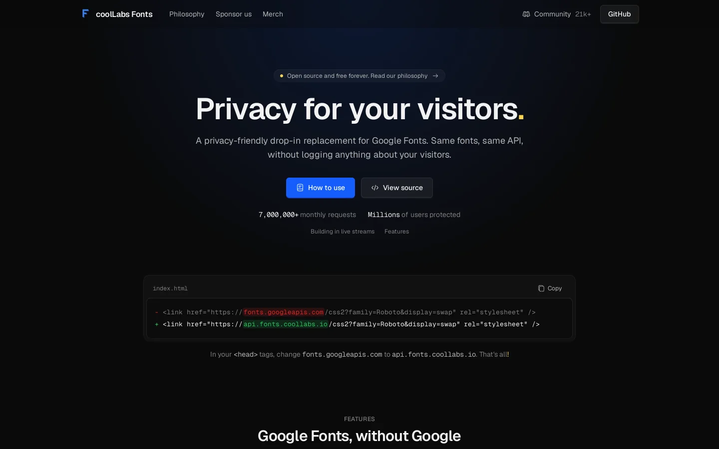 coolLabs Fonts Homepage screenshot