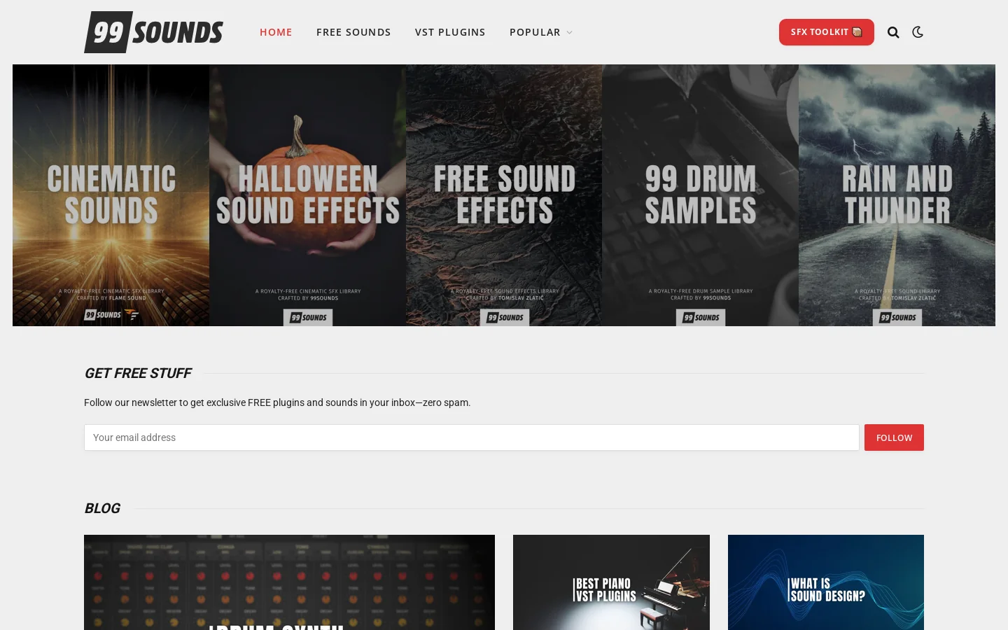 99Sounds Homepage screenshot