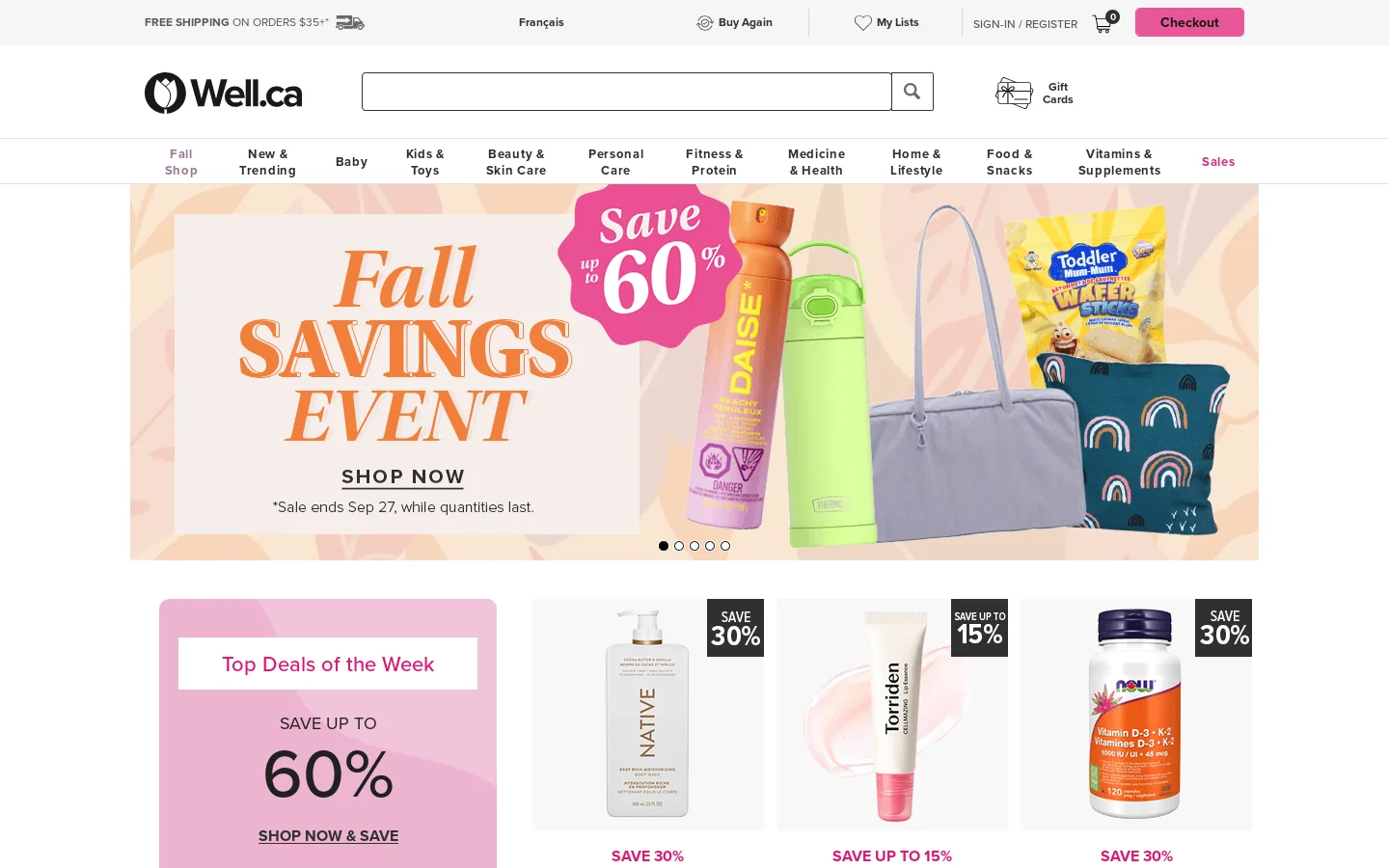 Well.ca Homepage screenshot
