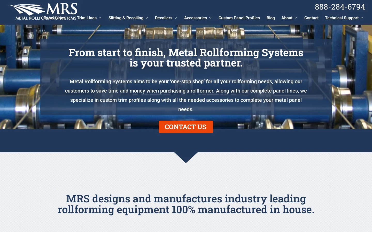 Metal Rollforming Systems - Metal Rollforming Machines Homepage screenshot