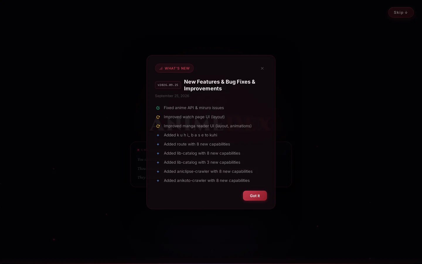 AnimeDex Homepage screenshot