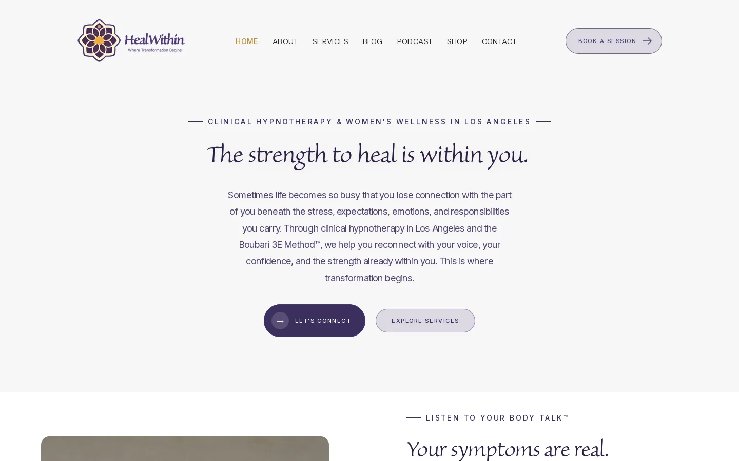 HealWithin Homepage screenshot
