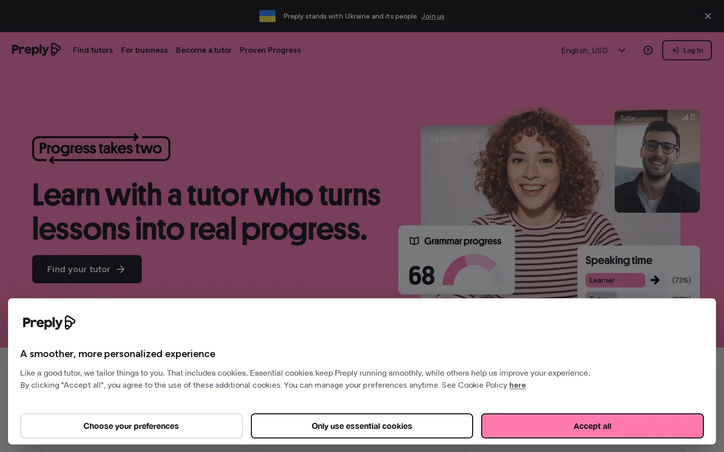 Preply Homepage screenshot