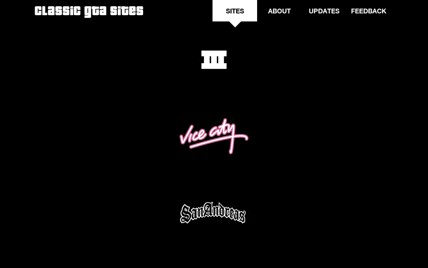 Classic GTA Sites Homepage screenshot