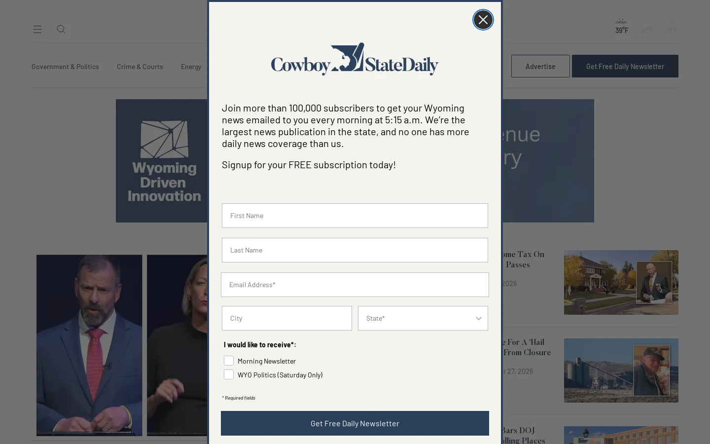 Cowboy State Daily Homepage screenshot