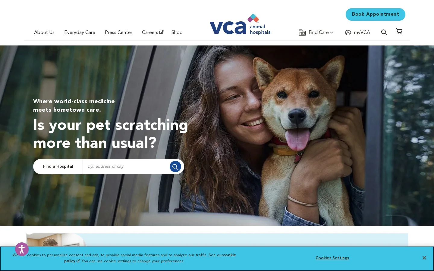 VCA Animal Hospitals: World-Class Veterinary Care Homepage screenshot