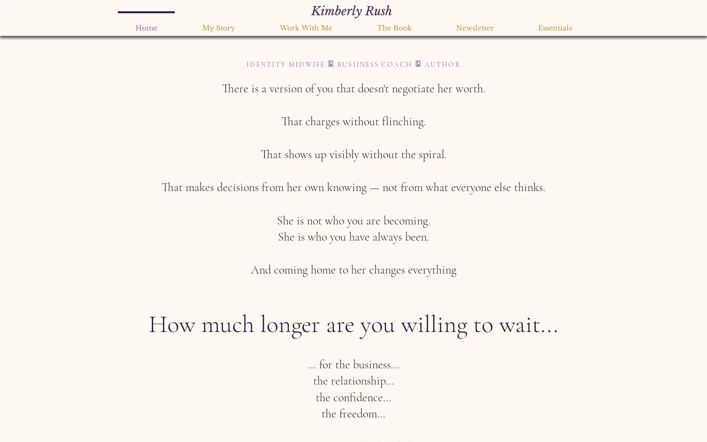 Kimberly Rush Homepage screenshot