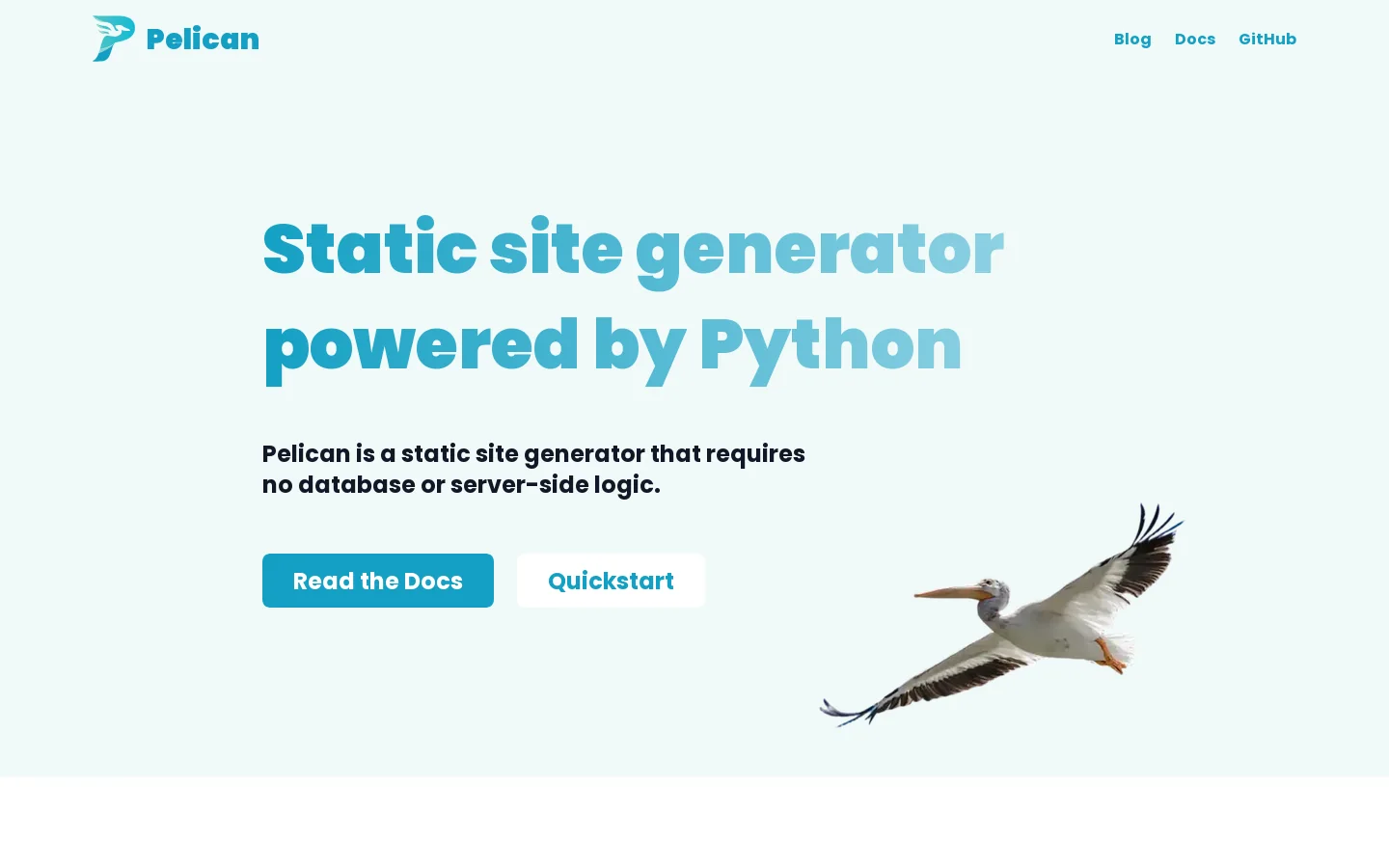Pelican – A Python Static Site Generator Homepage screenshot