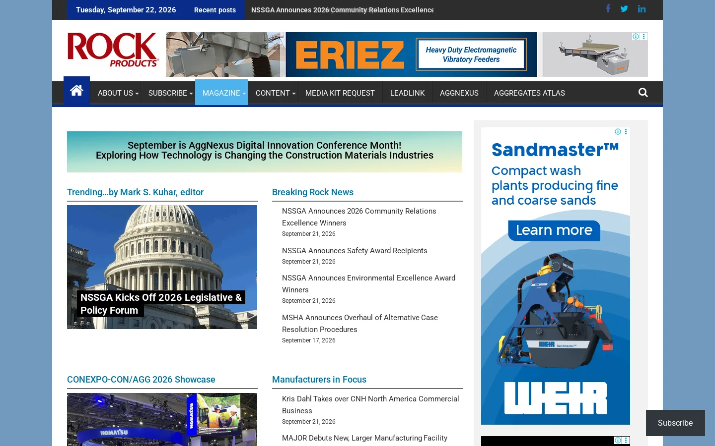 Rock Products Magazine Homepage screenshot
