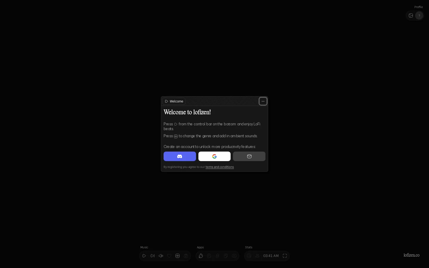 Lofizen Homepage screenshot