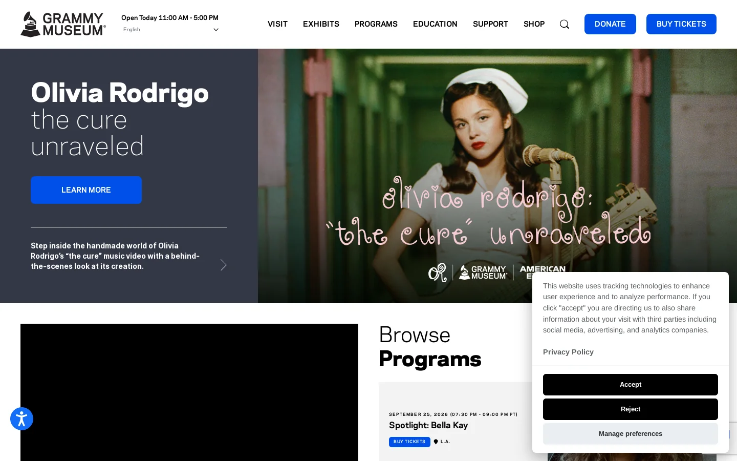 GRAMMY Museum Homepage screenshot